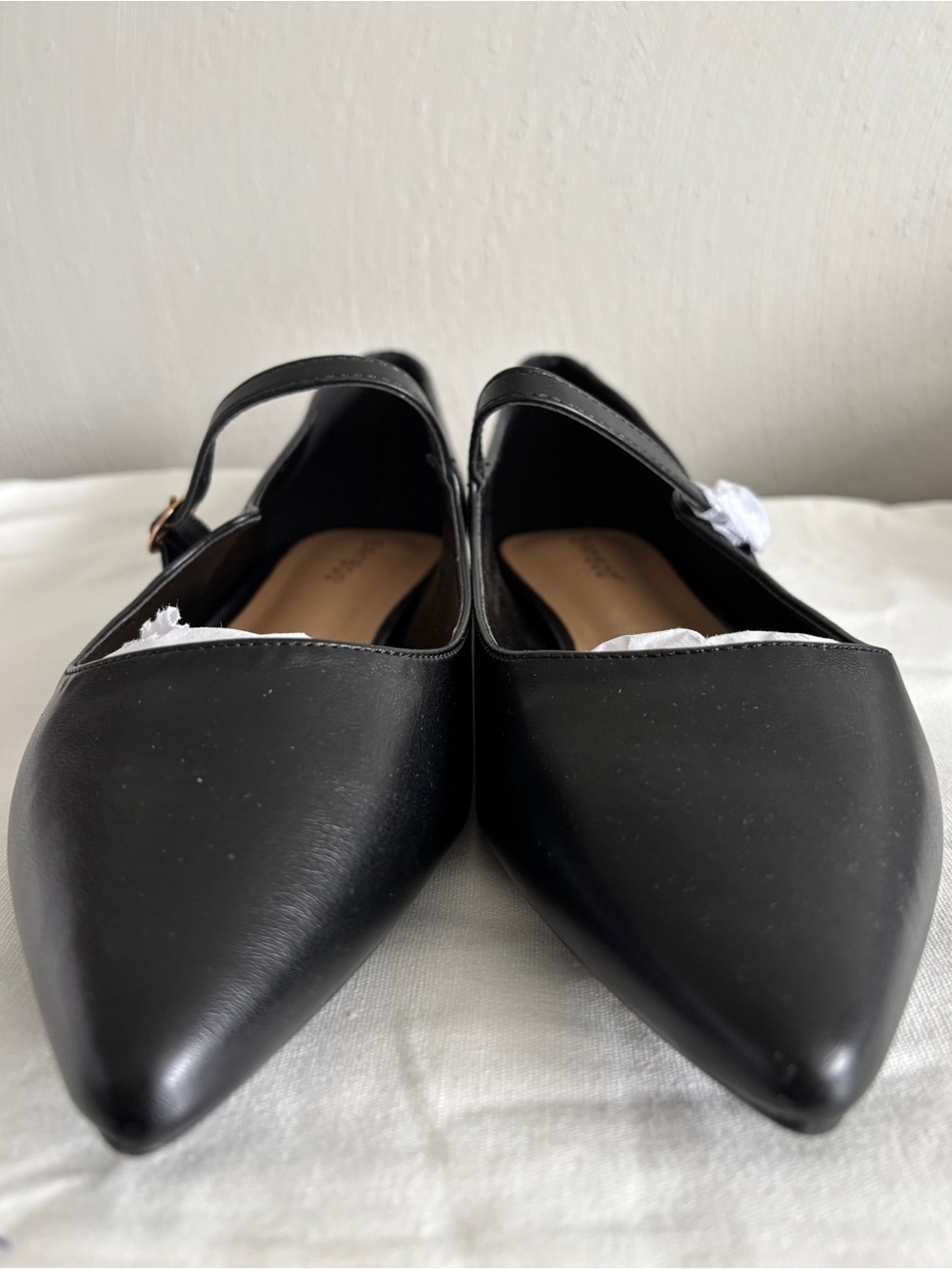 Pointed Toe Flat With Adjustable Strap Women 9 Black - Picture 4 of 8